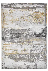 Grey Ochre Abstract Modern Easy To Clean Rug For DiningRoom Bedroom and Living Room -160cm X 220cm