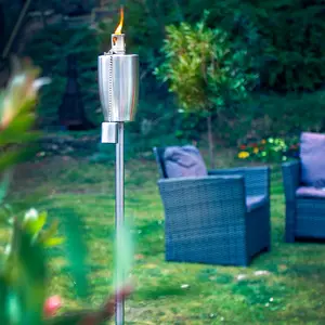 Harbour Housewares - Metal Barrel Garden Fire Torches - 146cm - Pack of 2