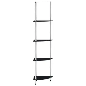 Berkfield 5-Tier Shelf Black 30x30x130 cm Tempered Glass