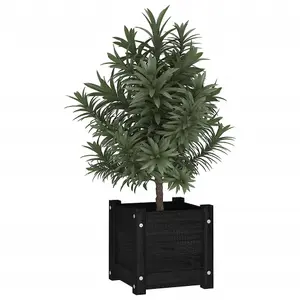 Berkfield Garden Planters 2 pcs Black 31x31x31 cm Solid Pinewood