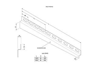 ILCOM SLOPED RIGHT FLOOR SHOWER PROFILE LSP 12mm x 1200mm  Black Brushed Stainless Steel