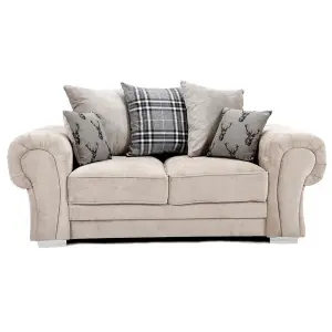 Milan Fabric 3 Piece Sofa Suite Mink Scatter Back Chesterfield Style