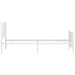 Berkfield Metal Bed Frame with Headboard and Footboard White 107x203 cm