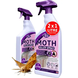 Aviro Moth Killer Spray - Fast Acting Moth Repellent for Wardrobes & Carpets For Immediate & Long-Lasting Protection. 2 Litres