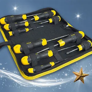 STANLEY 10-Piece Cushion Grip Screwdriver Set with Wallet Case for Ultimate Torque Control