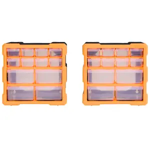 Berkfield Multi-drawer Organisers with 12 Drawers 2 pcs 26.5x16x26 cm