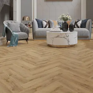 SPC Click Flooring Composite Plank Flooring Rustic Mid Oak Herringbone Style 2.22m2 Pack