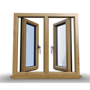 1195mm (W) x 945mm (H) Wooden Stormproof Window - 2 Opening Windows (Left & Right) - Toughened Safety Glass