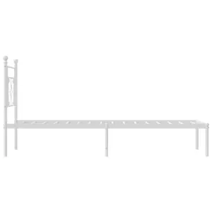 Berkfield Metal Bed Frame without Mattress with Headboard White 90x200cm