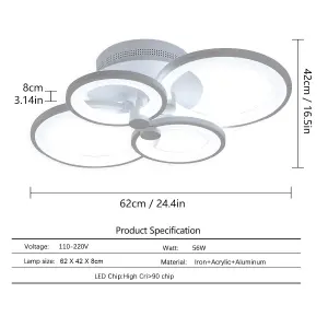 Garwarm LED Ceiling Light Dimmable Flush Mount Metal Acrylic for Living Room or Bedroom