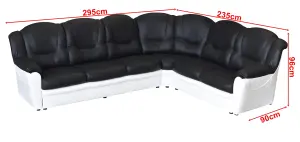 TEXAS CORNER SOFA BLACK AND WHITE FAUX LEATHER SUITE