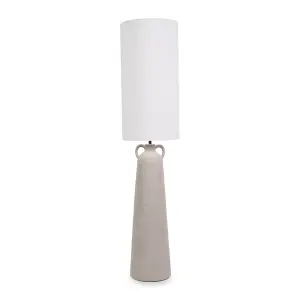 ValueLights Grayson Natural Cement Effect Ceramic Midi Floor Lamp with Cylinder Shade