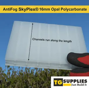 High Impact AntiFog 16mm Opal Polycarbonate Sheet SkyGlaze - UV Protected Panel - 850x2000mm