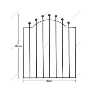 3ft Black Modern Metal Outdoor Garden Gate 86 x 103 cm