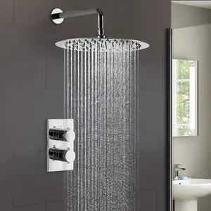 Nes Home 2 Dial 1 Way Bathroom Concealed Thermostatic Shower Mixer Valve Slim Head Temel