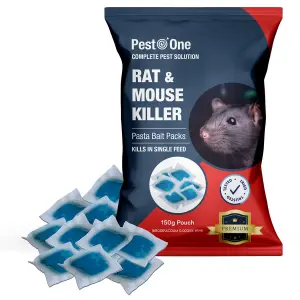 Mouse Poisoning Blue Pasta Sachets and Mouse Bait Boxes Single Pack 150g Blue Pasta Bait with 2 Mouse Boxes