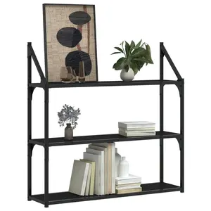 3 Piece Floating Shelf Black / 78.5 cm H x 31.5 cm W x 21 cm D