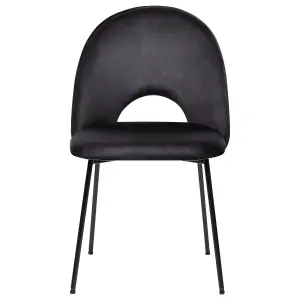 Set of 2 Dining Chairs COVELO Velvet Black