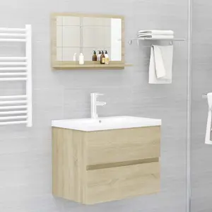 Dorlene Framed Wall Mounted Bathroom Mirror Sonoma Oak / 60 cm