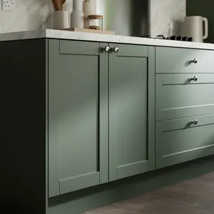 GoodHome Ashmead Matt reed green Standard Clad on base panel (H)900mm (W)600mm