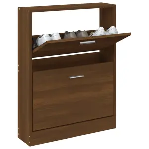 Berkfield Shoe Cabinet Brown Oak 59x17x81 cm Engineered Wood