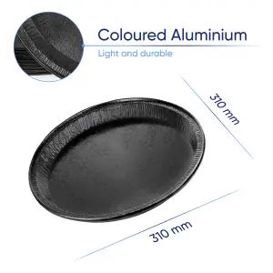 10 Pk Coppice Black Round Aluminium Foil Platters for Parties, Buffets & Entertaining 31cm. Food Safe