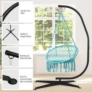 Costway Large Heavy Duty C-stand Hanging Swing Egg Chair Hammock Frame W/ X Base 150KG