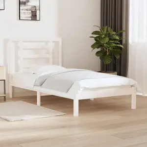 Berkfield Bed Frame White Solid Wood Pine 100x200 cm