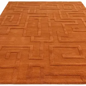 Handmade Modern Rust Abstract Wool Easy to Clean Rug for Living Room & Bedroom-200cm X 290cm