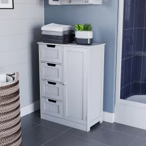 Hayle Matt White Freestanding Single Bathroom Drawer cabinet (H) 810mm (W) 600mm