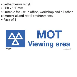 MOT Viewing Area Health & Safety Sign - Self-Adhesive Vinyl Sticker 300 x 100mm