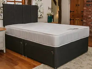 Pearl Orthopaedic Comfort Sprung Divan Bed Set 2FT6 Small Single 2 Drawers Side  - Naples Slate