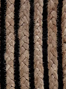 CHAKKAR DARK Stripe Square Jute Beige Black Rug / 150cm x 150 cm