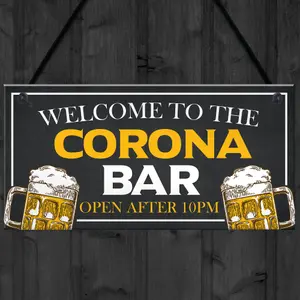 Novelty CORONA BAR Sign Open After 10 Home Bar Pub Garden Sign Home Decor