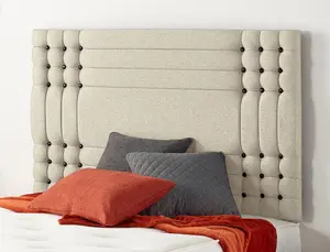 Somnior Flexby Tweed Natural Divan Base With Headboard - King