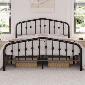 Yaheetech Black 5ft King Metal Bed Frame with Arched Headboard and Footboard