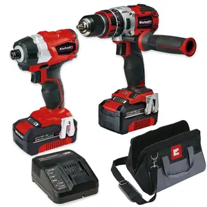 Einhell Power X Change 18V Brushless Combi Hammer Drill + Impact Driver 2 X 4ah