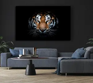 Tiger In The Dark Canvas Print Wall Art - Medium 20 x 32 Inches