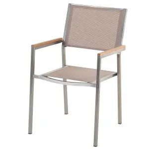 Set of 6 Garden Chairs GROSSETO Stainless Steel Beige