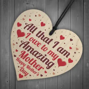 Red Ocean Mother's Day Gift For Mum Thank YOU Gift Wooden Heart Gift For Her Mummy Mum Keepsake