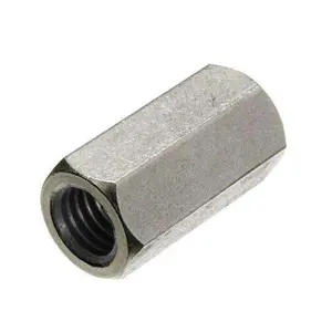 5 x Metric Hexagon 10mm Connector Long Nuts, for Connecting Screwed Rod Bars