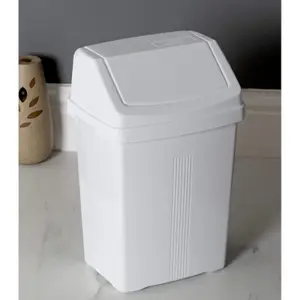 1 x 8L Ice White Flip Top Waste Rubbish Bin For Home, Office & Kitchen