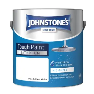 Johnstone's Bathroom Mid-Sheen Tough Paint Pure Brilliant White - 2.5L