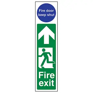 Fire Exit Man Left Keep Door Shut Sign - Rigid Plastic - 75x300mm (x3)