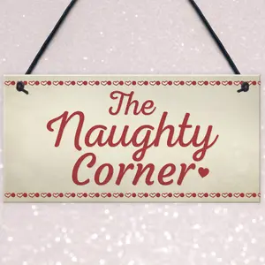 Red Ocean Naughty Corner Novelty Hanging Sign Home Wall Door Plaque Funny Children Gift