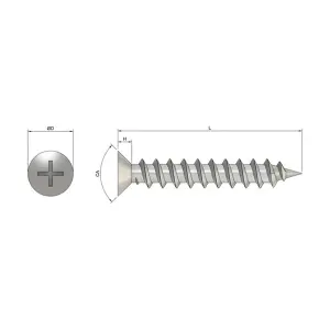 M5 x 80mm POZI COUNTERSUNK WOOD SCREWS POZIDRIVE A2 STAINLESS STEEL Pack of 100