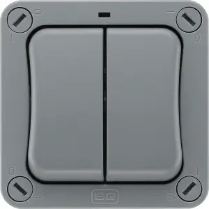 BG 20A Grey 2 gang Outdoor Weatherproof switch with LED indicator