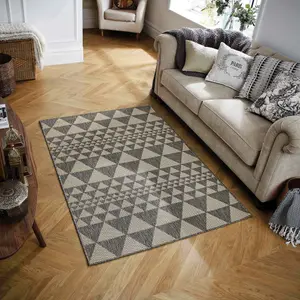 Melrose Prism Gel Flatweave Grey Medium Area Rug 120/160cm