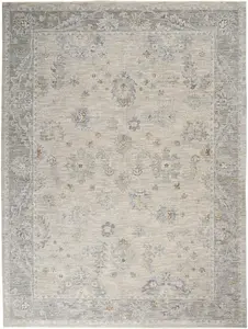 Light Grey Traditional Bordered Persian Floral Rug for Living Room Bedroom and Dining Room-239cm X 315cm