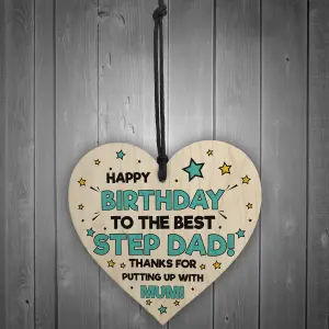 Funny Birthday Gift For Step Dad Rude Step Dad Gift Wooden Heart Gift For Him